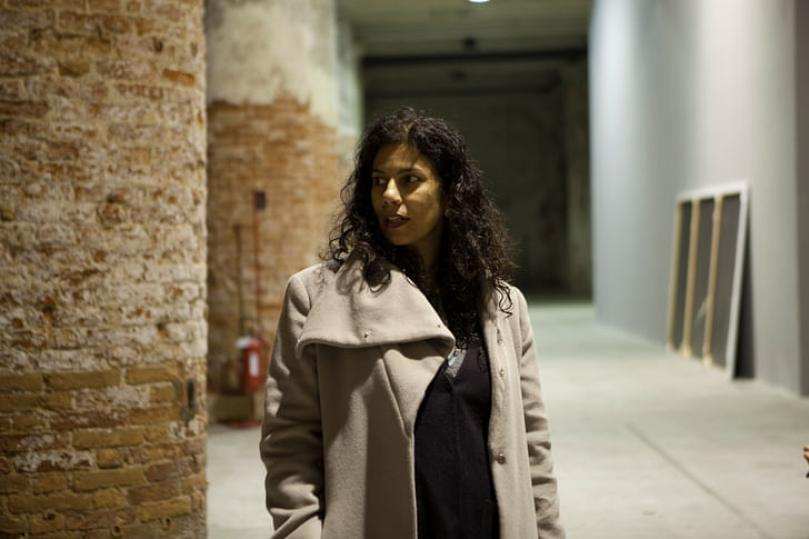 A portrait of Anupama Kundoo in Venice. Image credit: Marta San Vicente