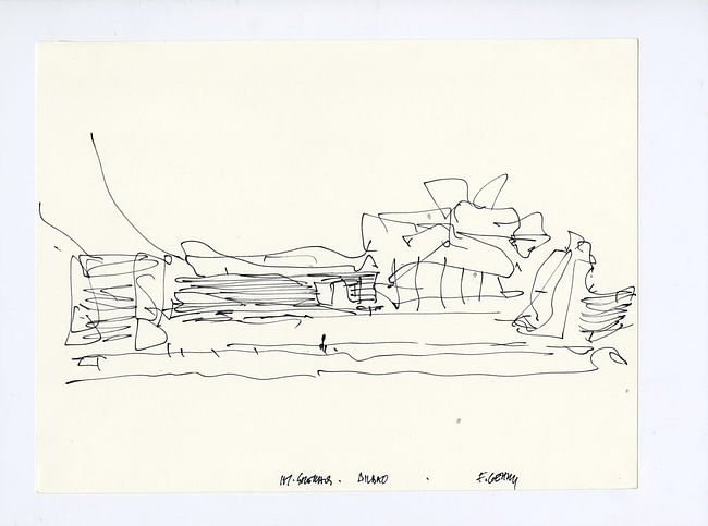 Sketch for Guggenheim Museum Bilbao. Image courtesy of LACMA