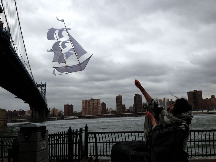 Sailing ship kite prototype (2013). Image courtesy Emily Fischer.