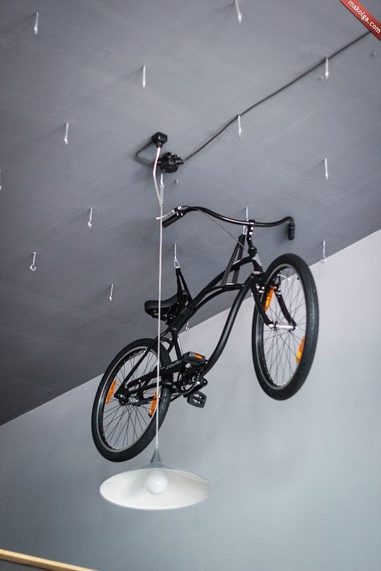 bicycles for rent in the ceiling