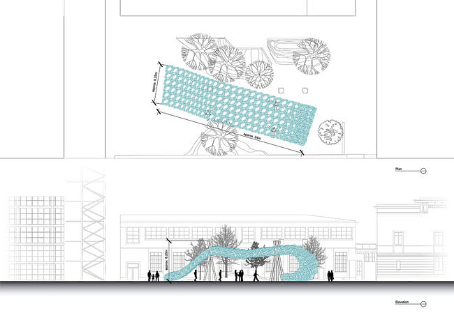 Plan and elevation Winner of the Pavillon Spéciale 2012 Competition Ball Nogues Studio