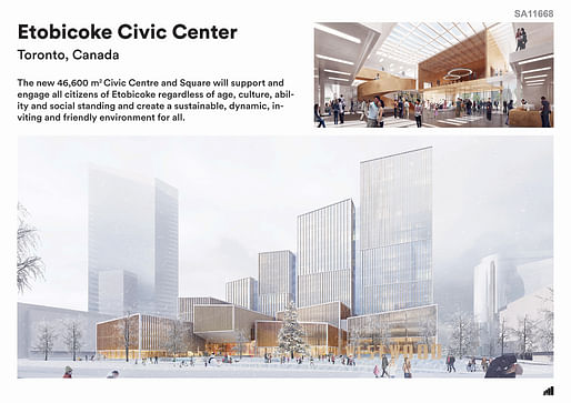 1st place - Public Building (Concept): Etobicoke Civic Center by Henning Larsen & Adamson Associates Architects (USA)