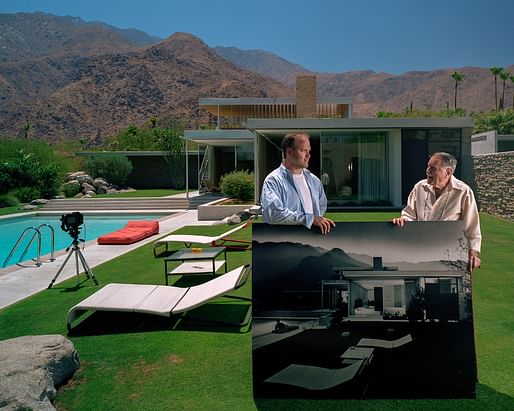 Julius Shulman and Todd Eberle, Kaufmann House, Palm Springs, CA, July 2003. Photo ©2017 Todd Eberle.