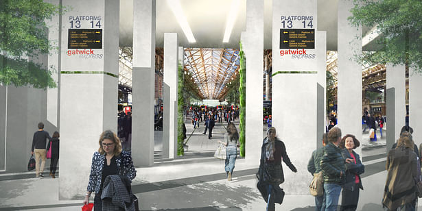 New Entry to the Main Concourse through the columns supporting the Grosvenor Hotel above.