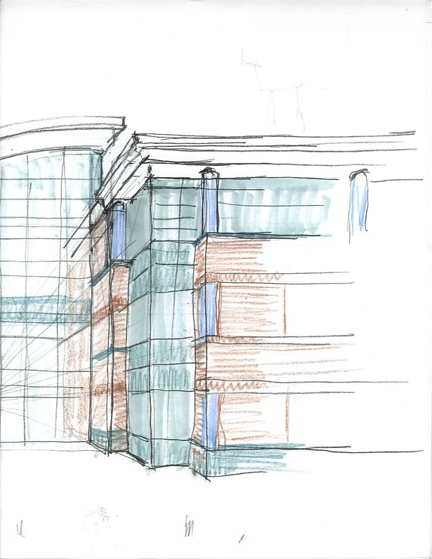 freehand sketch of corner