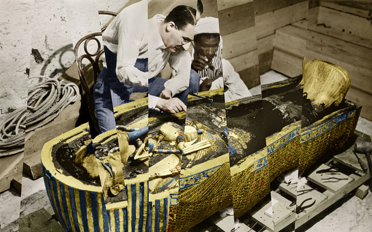 Howard Carter uncovering King Tutankhamen's tomb