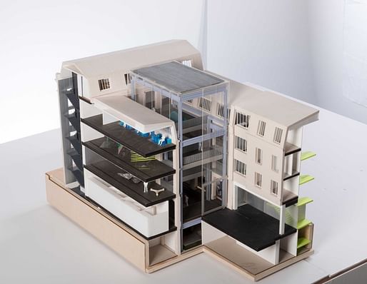 A scale model of the Fondation d’Entreprise Galeries Lafayette building. Image: OMA / Fondation d’Entreprise Galeries Lafayette