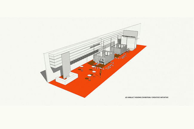 Exhibition design rendering. Image courtesy of Unbuilt Visions Exhibition.