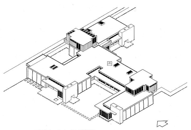 Isometric drawing of the Schindler House, Los Angeles, CA. Library of Congress, Prints & Photographs Division, CA-1939