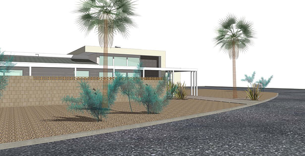 Proposed Northeast View of Entry Trellis and Kitchen Courtyard
