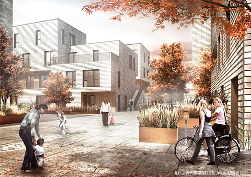 Rendering of the winning design for the new AlmenBolig+ housing concept (Image: ONV Architects & JAJA Architects)