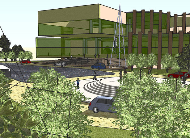 Rough Sketchup rendering of the Library building