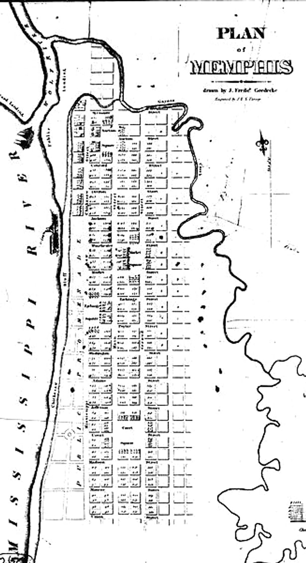 1819 Plan of Memphis showing the Gayoso Bayou