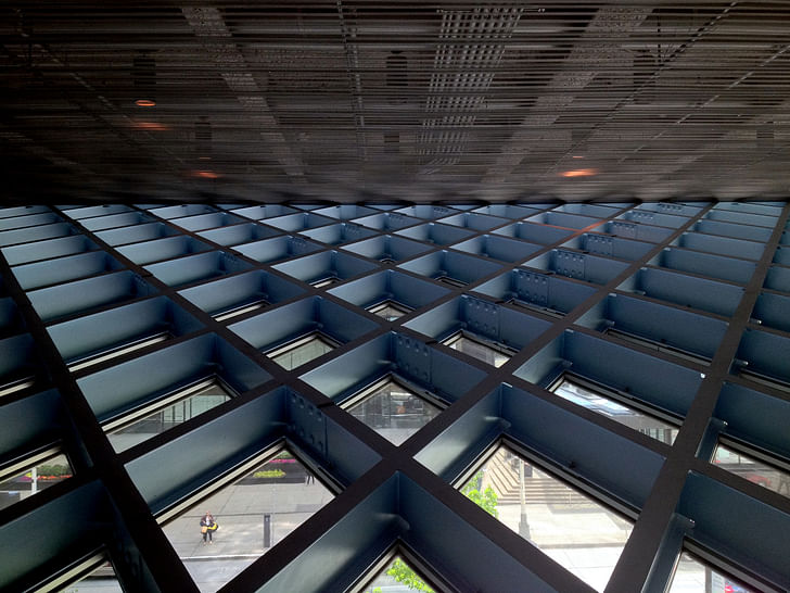 Exterior Wall/Ceiling Intersect, Seattle Central Library. Image: Joe Wolf via Flickr