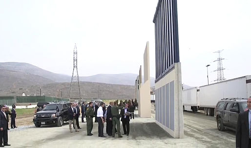 Gotta have see-through: Donald Trump inspects the border wall prototypes in San Diego on their unclimbability on March 13.