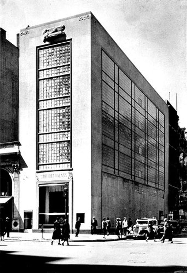 A Corning Glass renovation, with a limestone and glass facade, in 1937. 