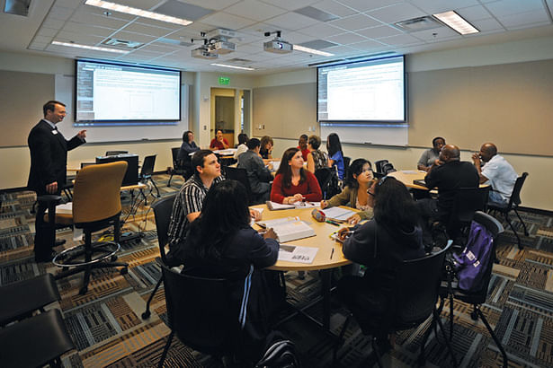 One of the 60 seat Technology Enhanced Active Learning (TEAL) Classrooms