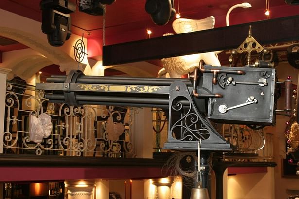 Decorative model of and cattling gun, restaurant in varna-Bulgaria