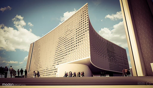 Street view of the Prishtina Central Mosque entry by Maden Group (Image: Maden&Co)