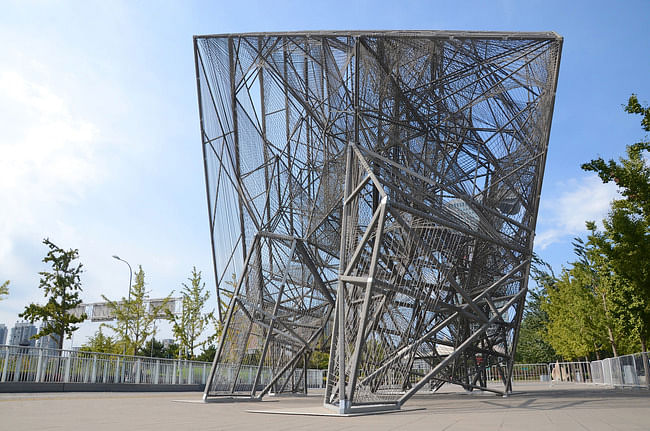 Oyler Wu Collaborative's 'The Cube' at the 2013 Beijing Biennale. Photo: Jason Wheeler.