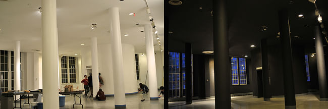 In an act of protest, students painted the 3rd floor architecture lobby (designed by former dean John Hejduk) black. Image via Apollo@Didyma on Archinect.