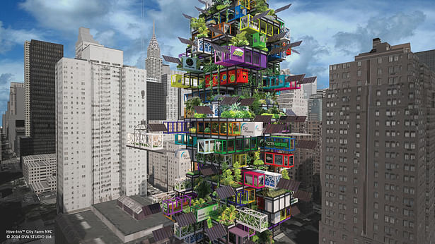 Fresh from the sky: HIVE-INN™ CITY FARM JUST LANDED IN NEW YORK. Hive-Inn™ City Farm is a modular farming structure where containers are designed and used as farming modules and acts as an ecosystem where each unit plays a role in producing food, harvesting energy and recycling waste and water.
