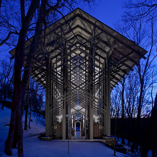 E. Fay Jones' Thorncrown Chapel (night) by architect-turned-photographer Randall Connaughton