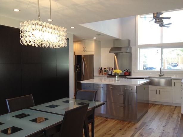 View of kitchen from dining room