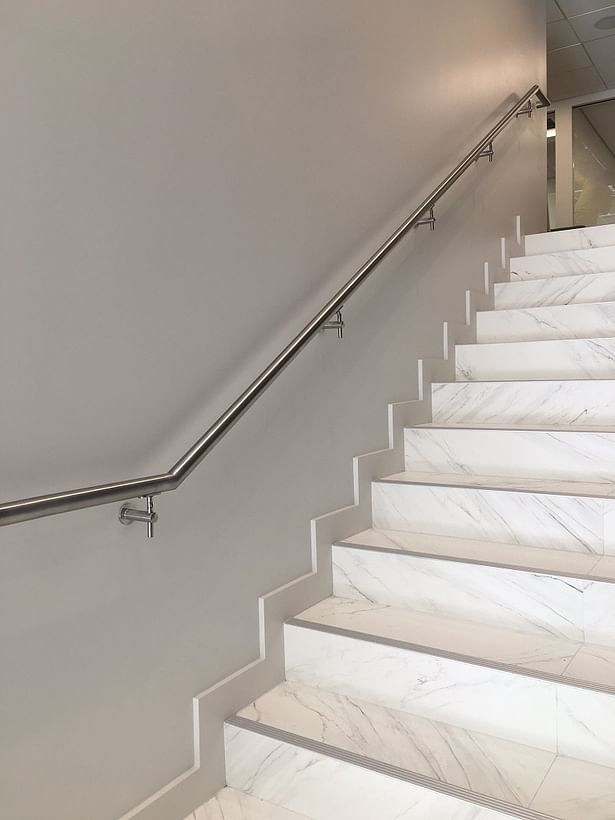 Wall Mounted Stainless Steel Handrail in a Brushed finish.