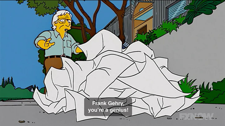Screenshot of Frank Gehry on 'The Simpsons'.