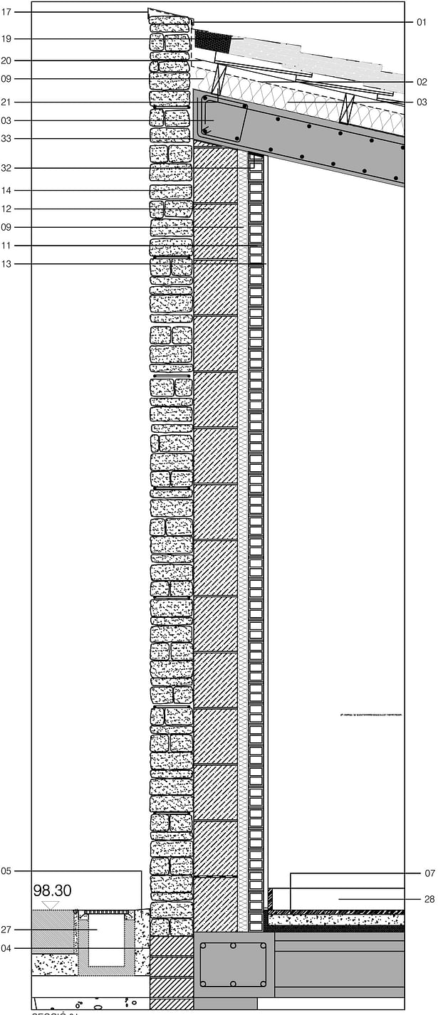 Façade's vertical section detail