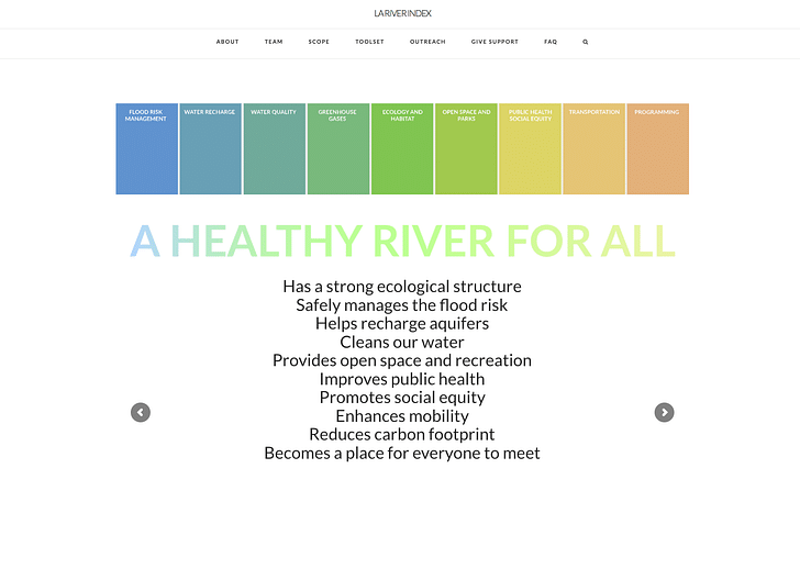 The website for the Gehry Partners-led LA River revitalization project.