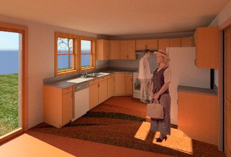 Interior Kitchen Rendering from exercises in Residential Revit 2013 book 