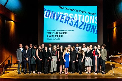 2017-18 Rome Prize Winners with the new Director, John Ochsendorf and American Academy in Rome President Mark Robbins. Photo: Christine Butler.