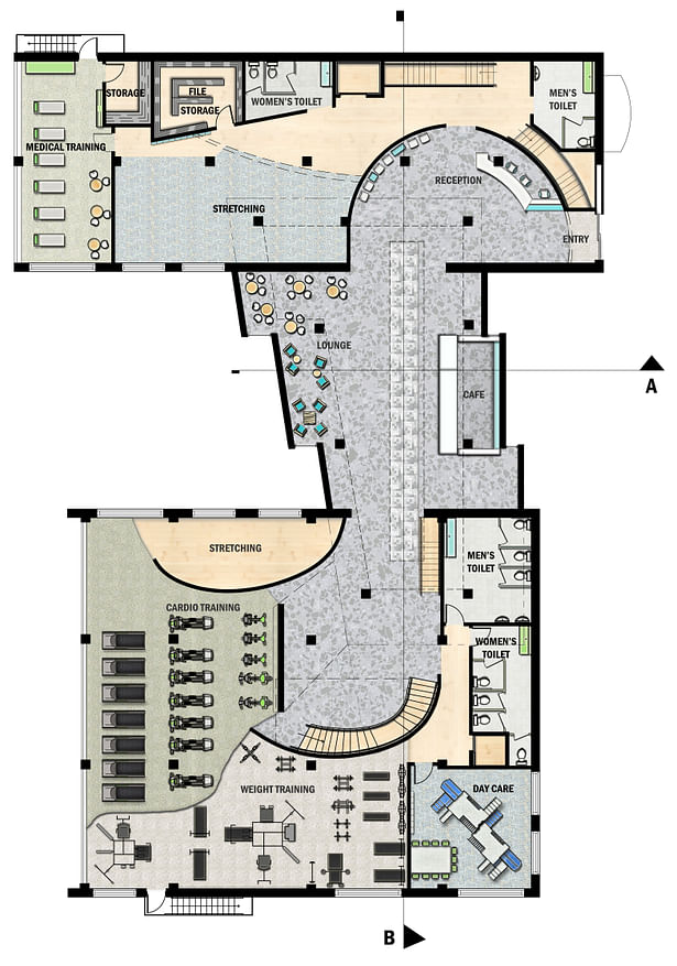 Floor plan drawn in CAD rendered in Photoshop