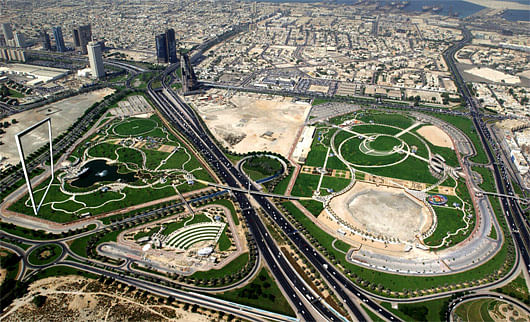 One of Fernando Donis' original renderings of the Dubai Frame, which won first place in the ThyssenKrupp Elevator Architecture Award competition back in 2008-2009.