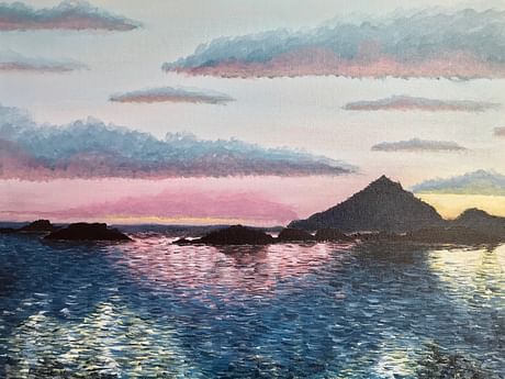 Another painting on the wall - a Nordic sunset while on the express boat from Bodø to Svolvær last year