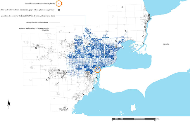 sewered streets sending waste to Detroit