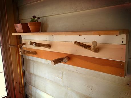 Reclaimed Lumber hook board with branch pegs