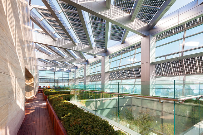 Rooftop garden and solar array - new Federation of Korean Industries HQ. Image courtesy of AS+GG.