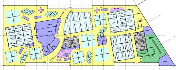 Plan View of the build-out of one story commercial lease space.