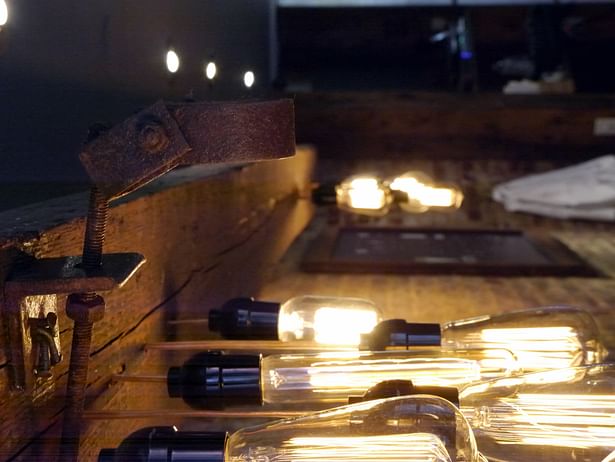 Beam Restaurant interior design bricks reclaimed wood lighting faux-paint