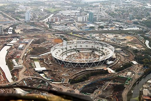 The London Olympic Stadium under construction in 2009. Photo via Wikipedia.
