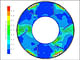 This plan view from a simulation of air flow and velocity through the sixth floor was among the many documents generated by environmental consultants BDSP during the design of 30 St Mary Axe to model the building’s environmental performance. BDSP, Swiss Re HQ, 2009. Presentation.