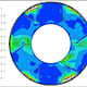 This plan view from a simulation of air flow and velocity through the sixth floor was among the many documents generated by environmental consultants BDSP during the design of 30 St Mary Axe to model the building’s environmental performance. BDSP, Swiss Re HQ, 2009. Presentation.