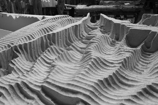 Robotically milled EPS formwork. Photo: Elif Erdine.