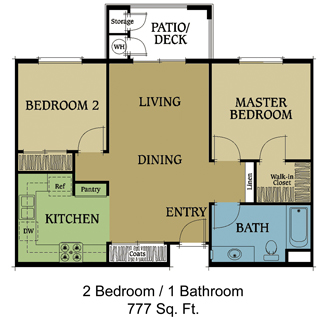 2bdrm/1Ba Floor Plan