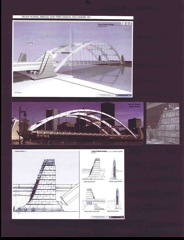 Computer Model, Photo of the bridge, Pier under construction, Elevations of a pier