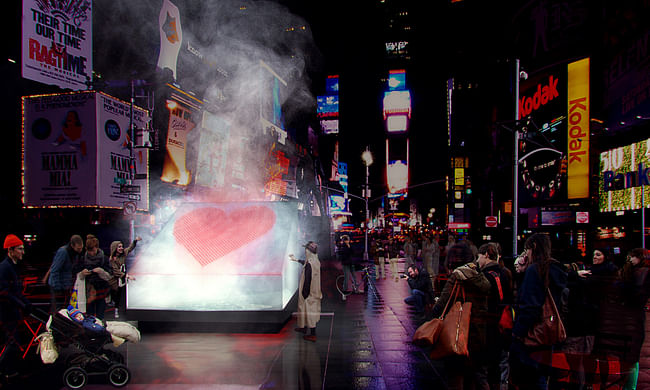 The Living - Vapor Valentine. Finalist entry for 2014 Times Square Heart Design. Image courtesy of 2014 Times Square Heart Design competition