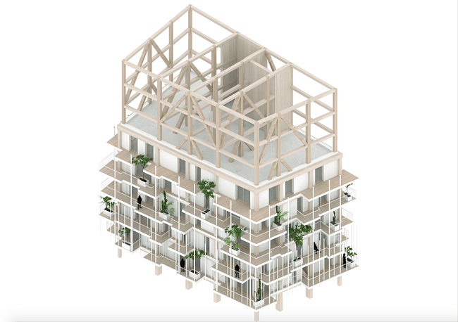 The timber construction, deconstructed. Image: Pitch Promotion - Sou Fujimoto Architects - Laisné Roussel